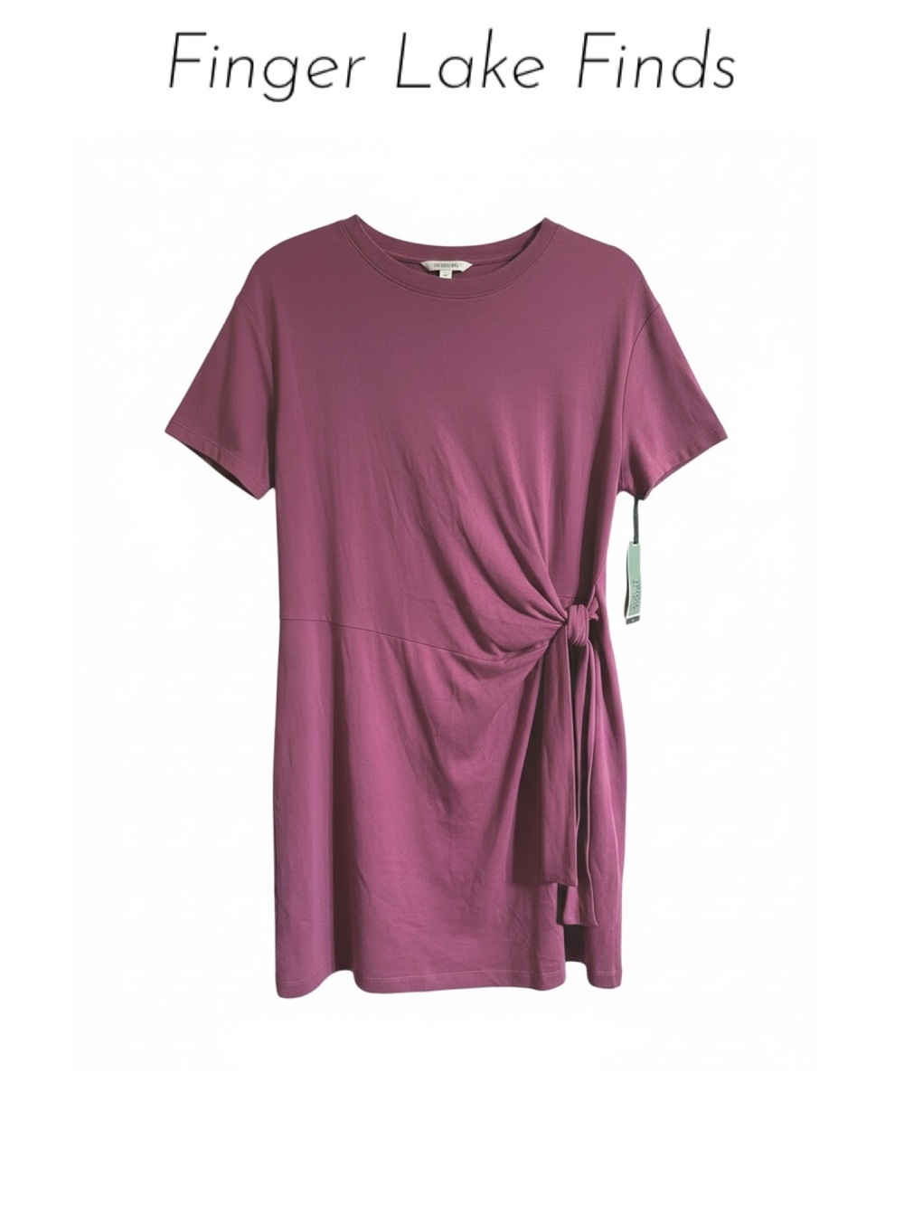 Terra & Sky Meadow Mauve Short Sleeve Front Twist Dress, 14W
